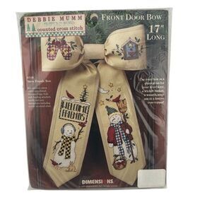Debbie Mumm Front Door Winter Bow 17" Long Cross Stitch Kit